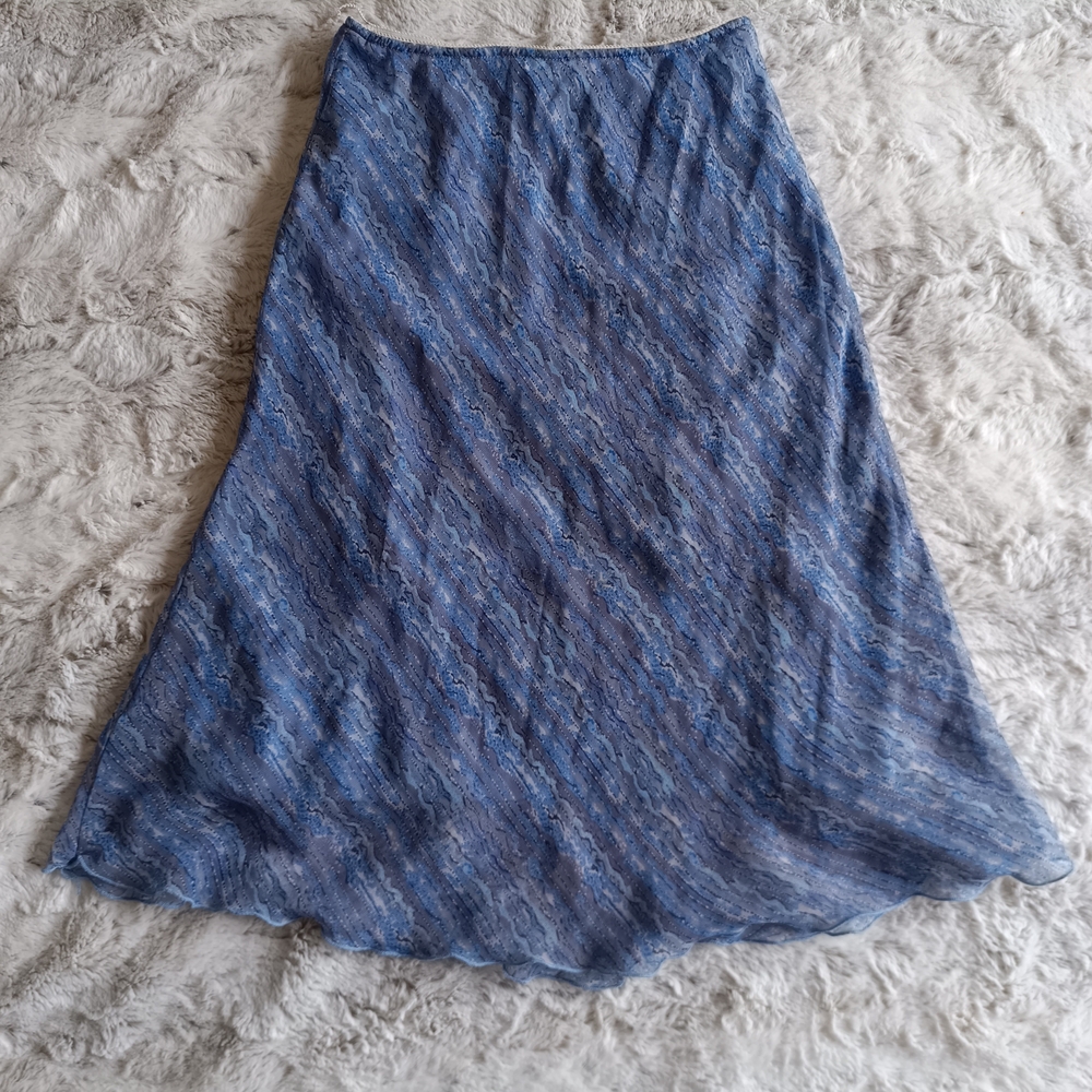 Star City Blue A-Line Pleated Midi Skirt